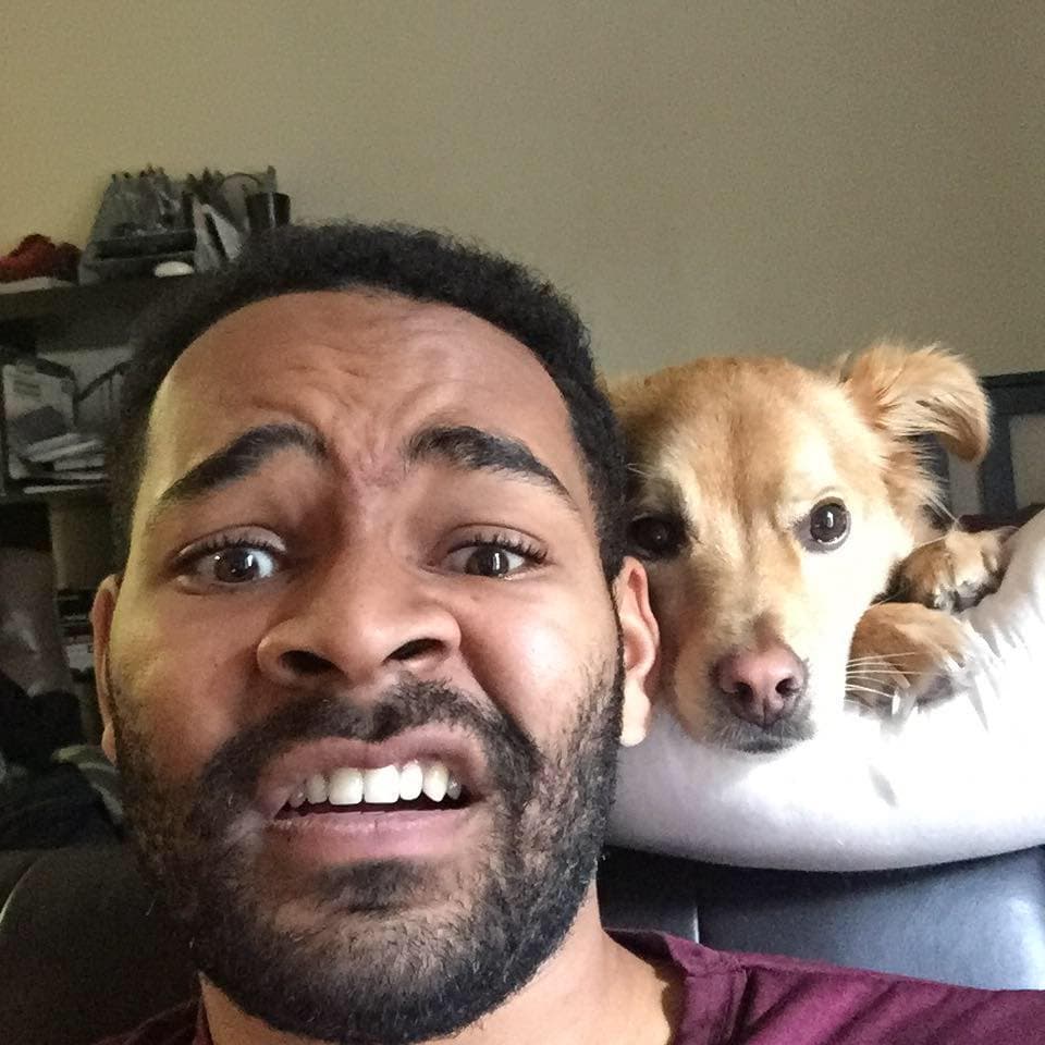 Caleb and Lion making funny faces